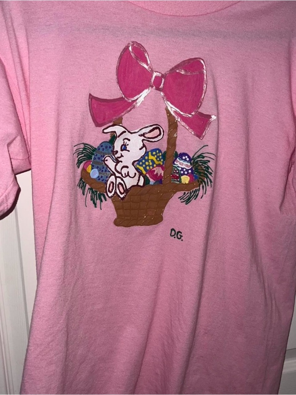 Sunbelt Pink Bunny Basket Tee with Bow Graphic